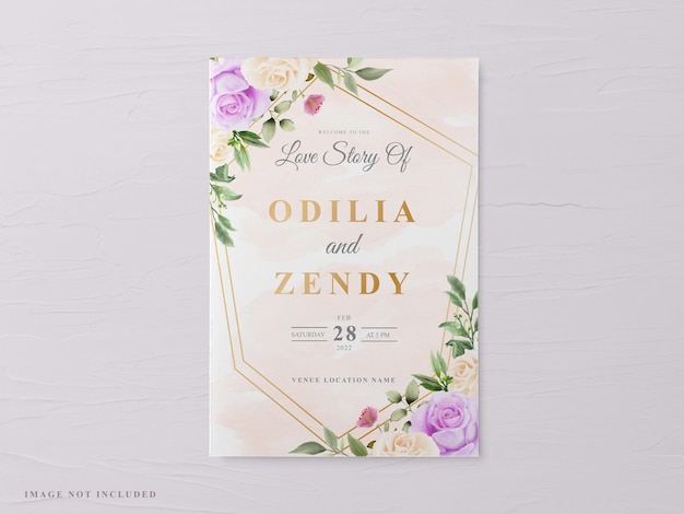 beautiful floral hand drawn wedding invitation card template