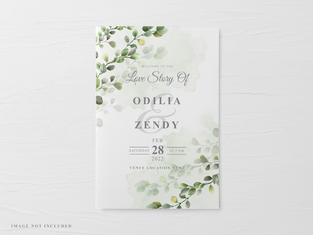 Beautiful floral hand drawn wedding invitation card template