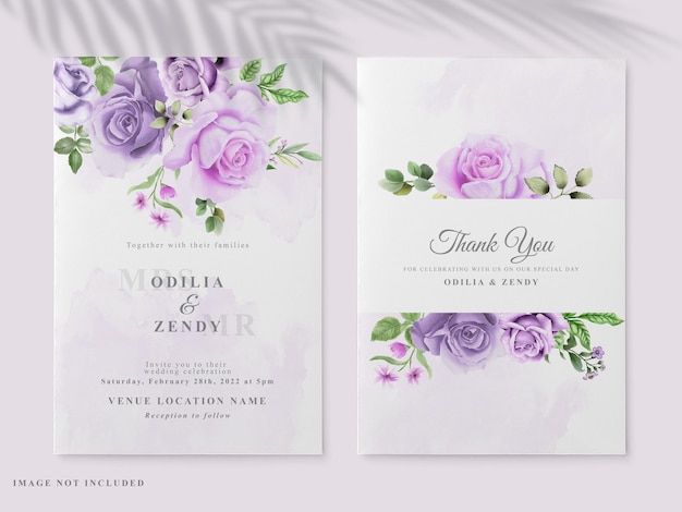 Beautiful floral hand drawn wedding invitation card