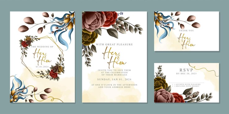 beautiful floral invitation card template