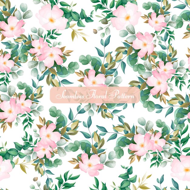 Beautiful floral and leaves seamless pattern design