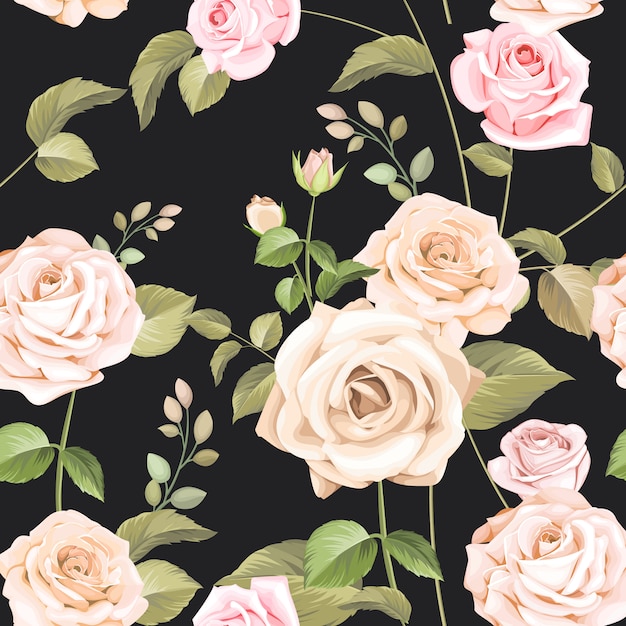 Beautiful floral and leaves seamless pattern