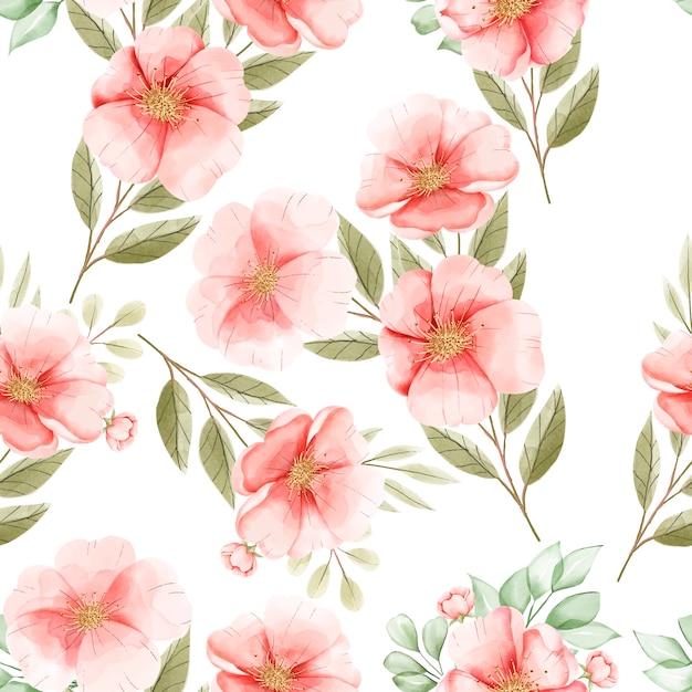 Beautiful floral and leaves seamless pattern