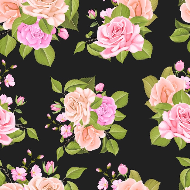 Beautiful floral and leaves seamless pattern