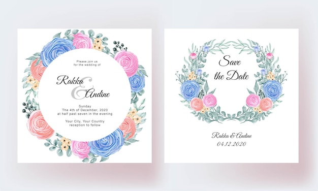 Beautiful floral and leaves wedding card template