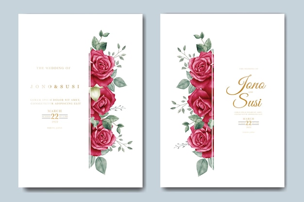 Beautiful floral and leaves wedding invitation card