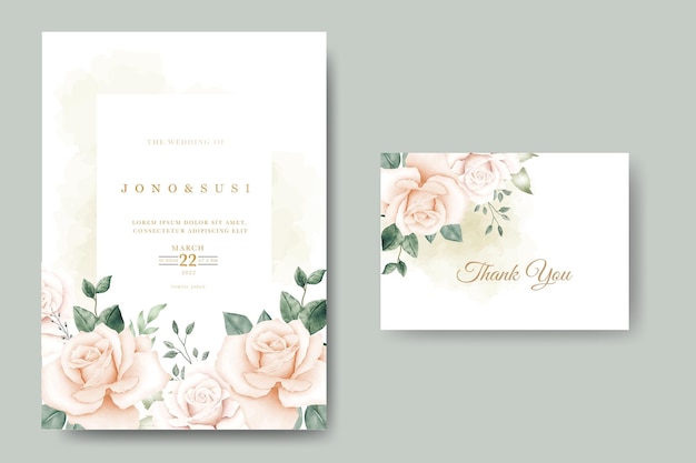 Beautiful floral and leaves wedding invitation card