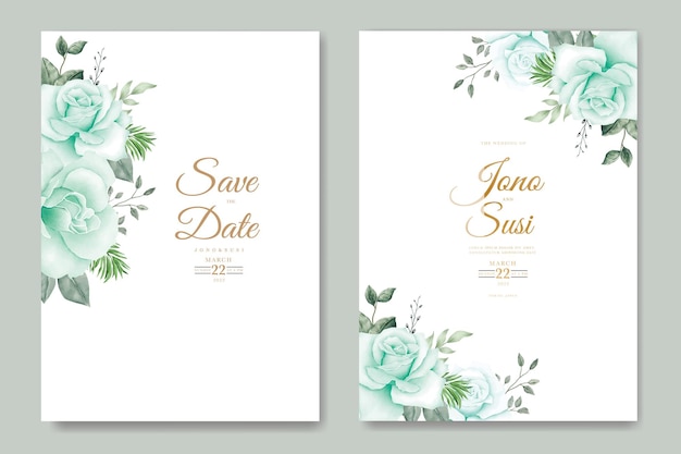 Vector beautiful floral leaves wedding invitation card