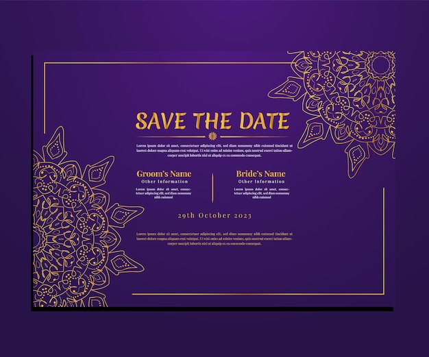 Beautiful floral mandala wedding invitation luxury card collection