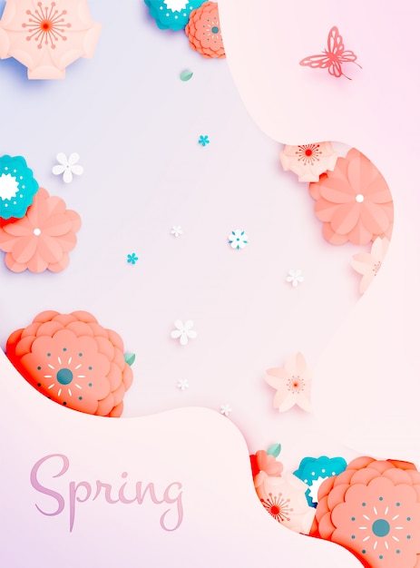 Beautiful floral paper art with pastel color scheme vector illustation