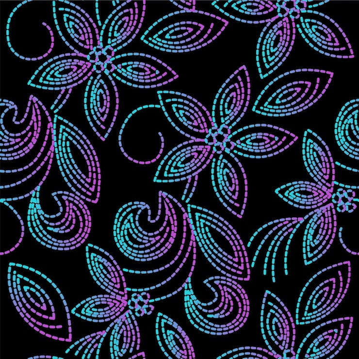 वेक्टर beautiful floral pattern on black background
