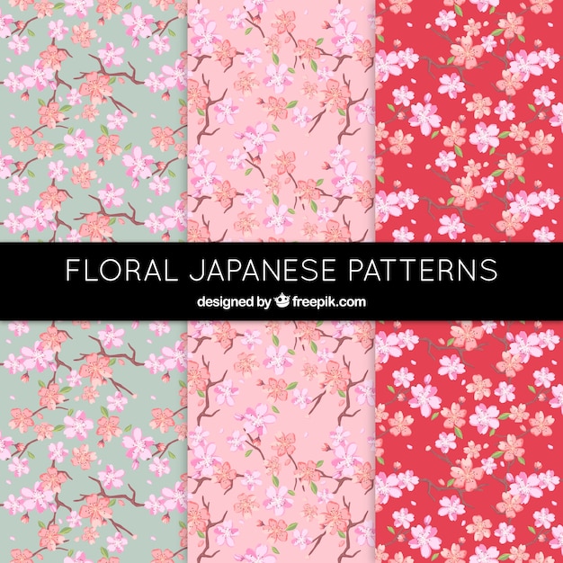 Beautiful floral patterns in japanese style