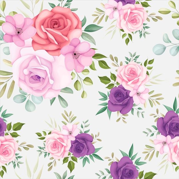 Beautiful floral seamless pattern with beautiful flowers