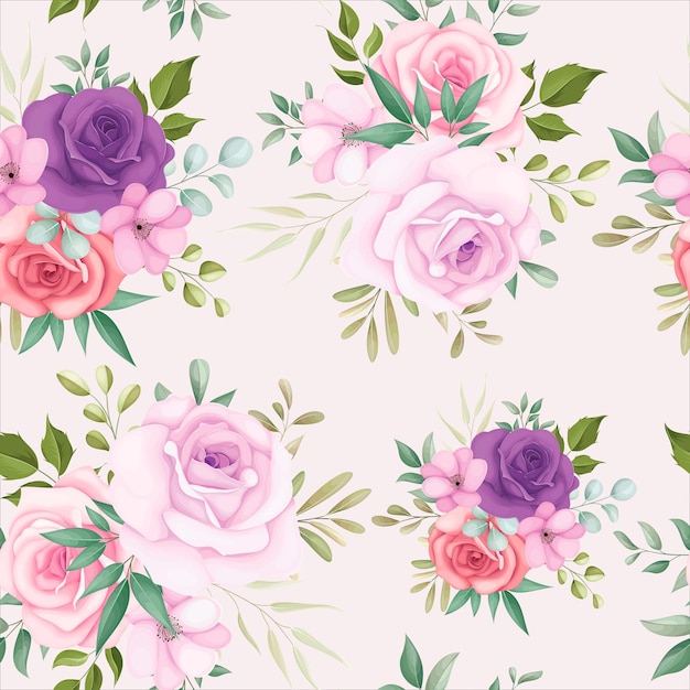 Beautiful floral seamless pattern with beautiful flowers