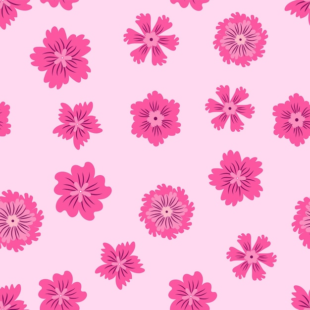 Beautiful floral seamless pattern with pink flowers wildflowers perfect pattern