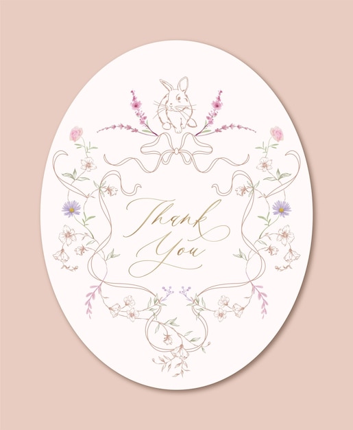 Vector beautiful floral thank you card