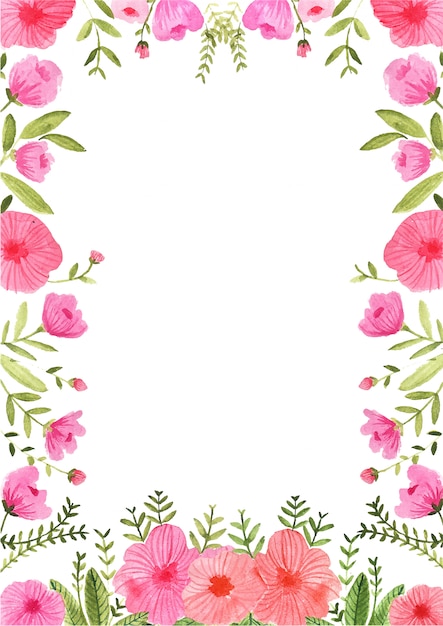 Beautiful floral watercolor frame