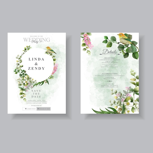 красивые цветочные акварельные пригласительные свадебные открытки