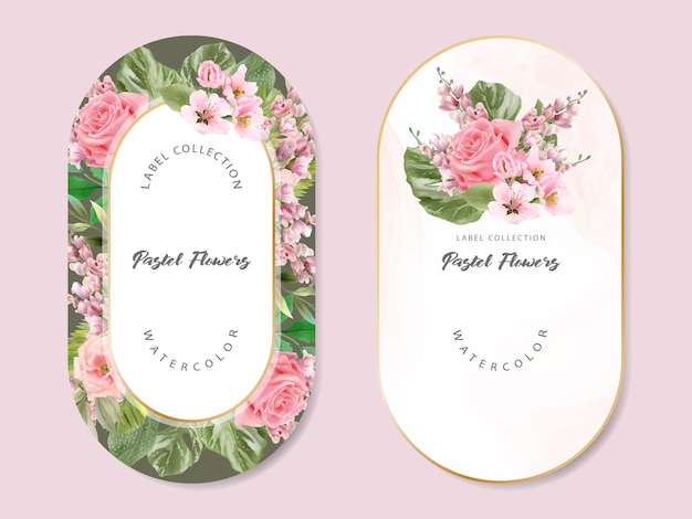 beautiful floral watercolor label collection