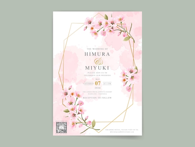 красивый цветочный акварельный набор свадебных пригласительных билетов