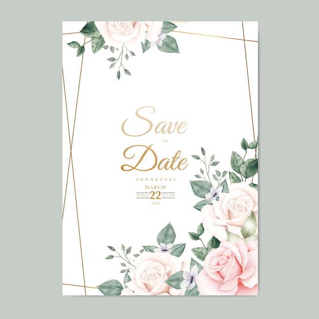 美しい花の水彩画の結婚式の招待カード