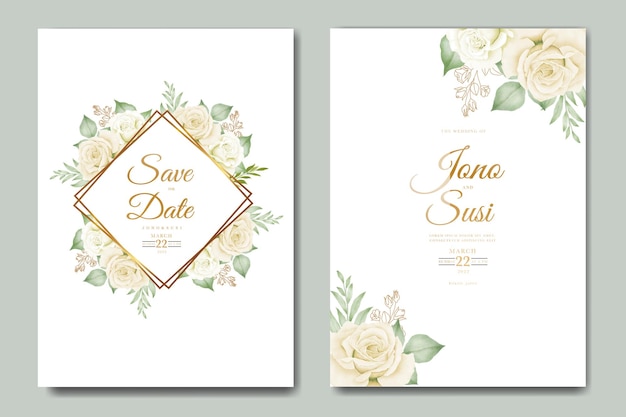 Beautiful floral watercolor wedding invitation card