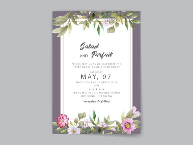 beautiful floral watercolor wedding invitation card