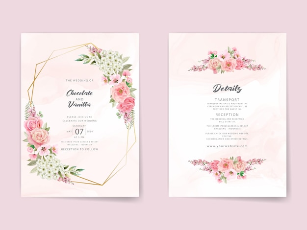 beautiful floral watercolor wedding invitation card