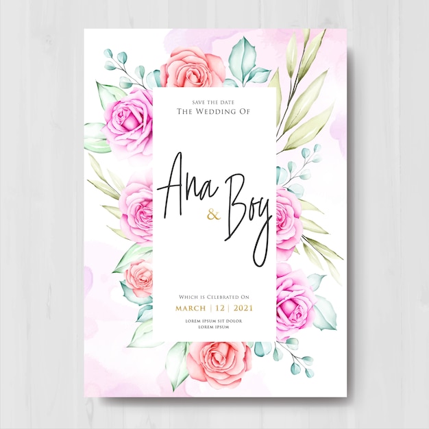 Beautiful floral wedding card design template