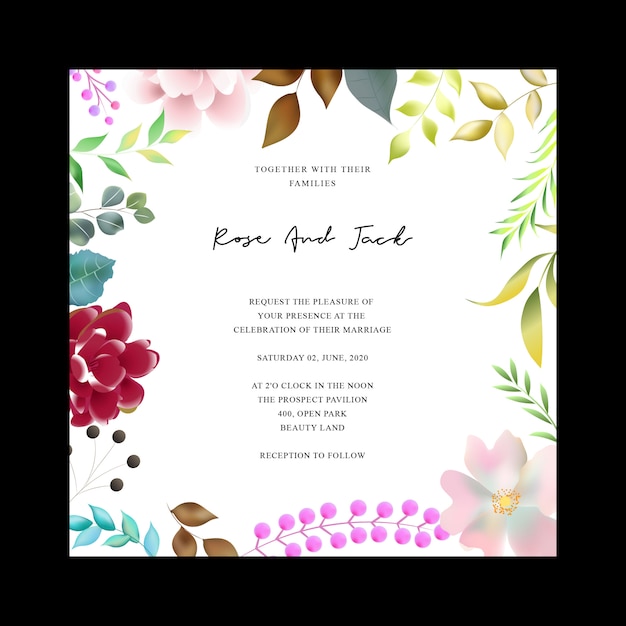 Beautiful floral wedding card design template