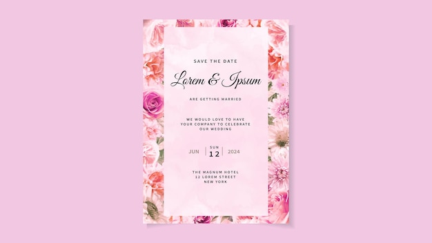 Красивая цветочная свадебная открытка приглашение в розовой теме любви цветы приглашение