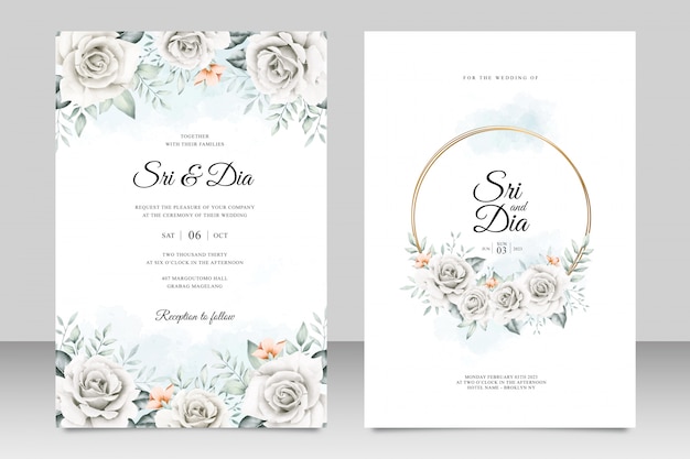 Beautiful floral on wedding card template