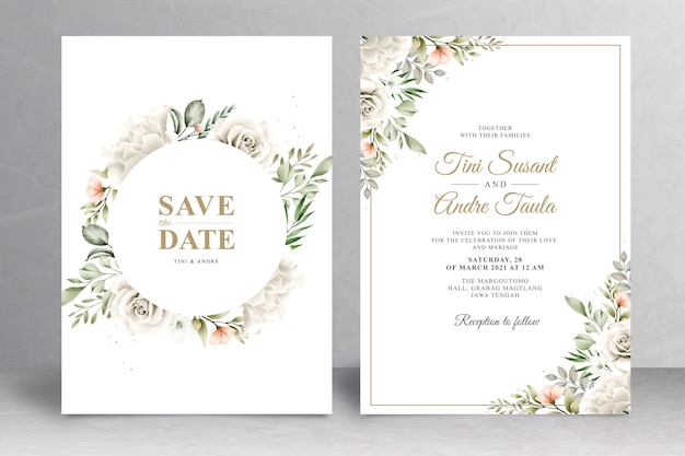 Vector beautiful floral wedding card template