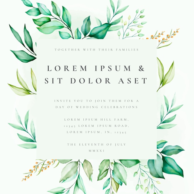 Vector beautiful floral wedding card template