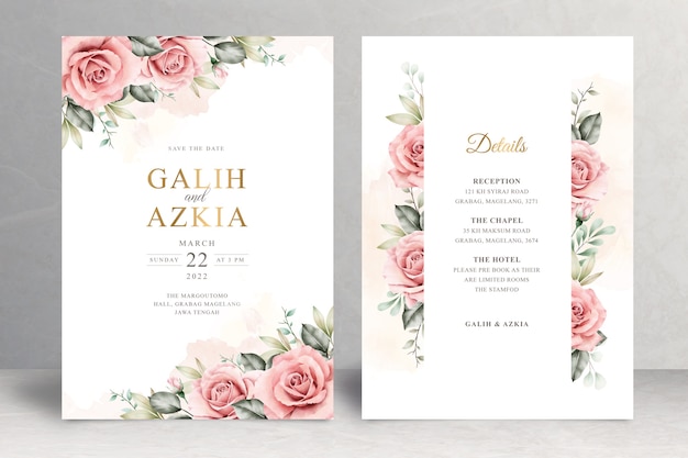 Vector beautiful floral wedding card theme