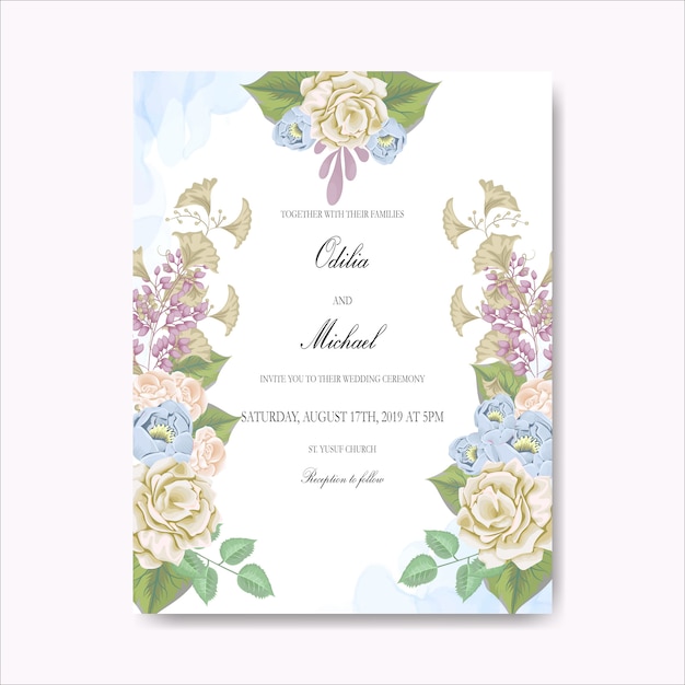 beautiful floral wedding card 