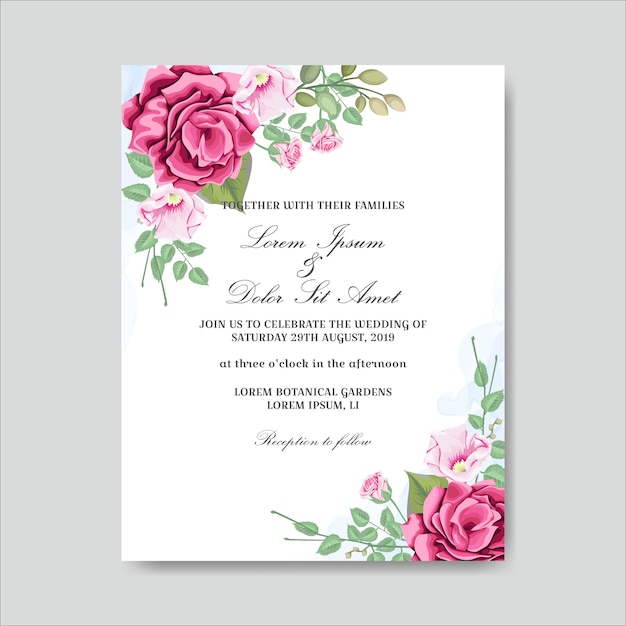 美しい花の結婚式のカード