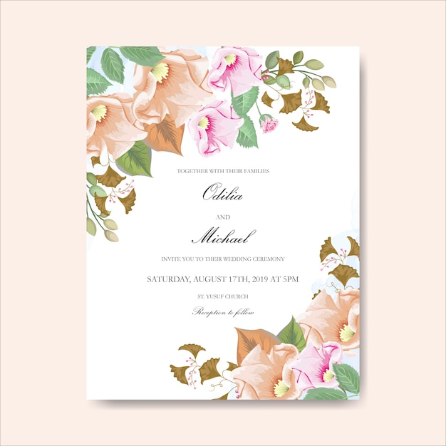 красивая цветочная свадебная открытка