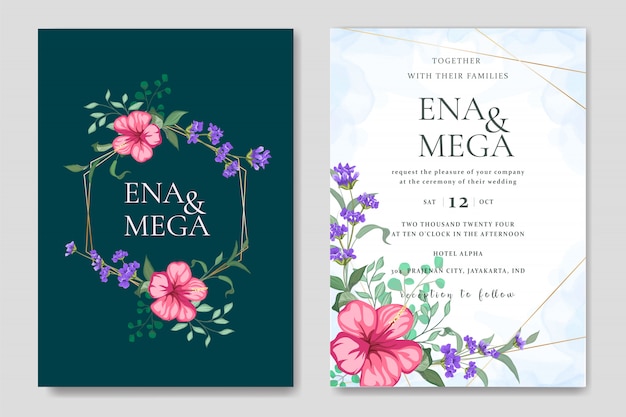 Beautiful floral wedding invitation card set