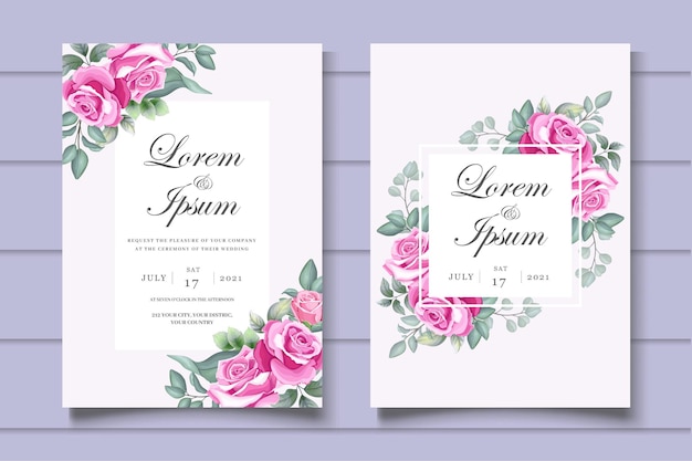 beautiful floral wedding invitation card set