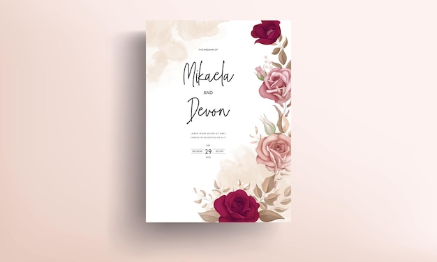 Beautiful floral wedding invitation card template design