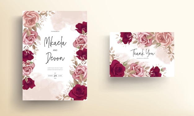 Beautiful floral wedding invitation card template design