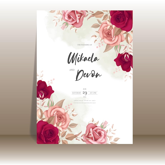 Vector beautiful floral wedding invitation card template design