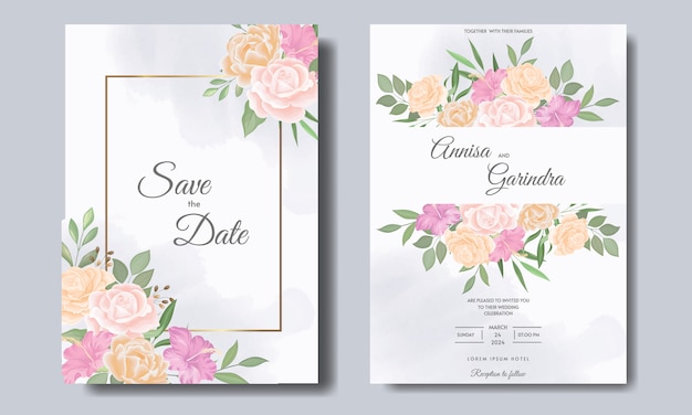 beautiful floral wedding invitation card template premium 