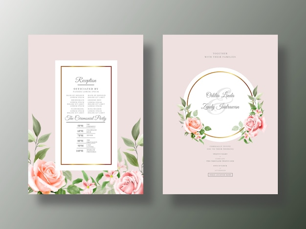 Beautiful floral wedding invitation card template