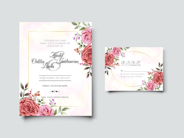 Beautiful floral wedding invitation card template