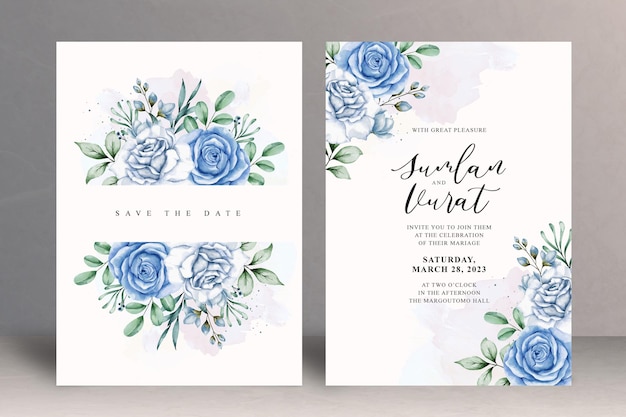 Beautiful floral wedding invitation card template