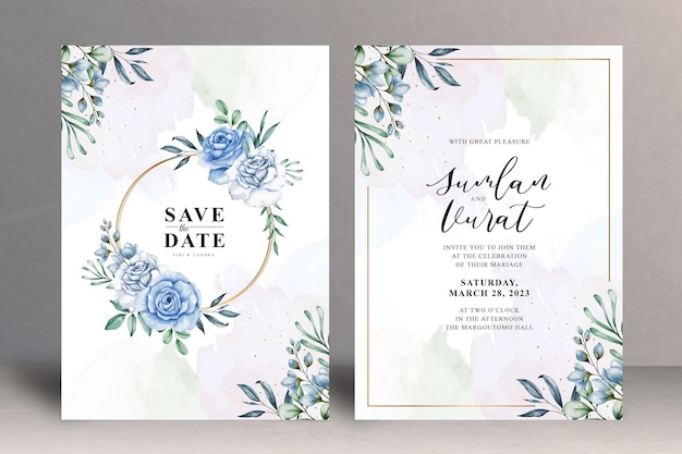 Beautiful floral wedding invitation card template