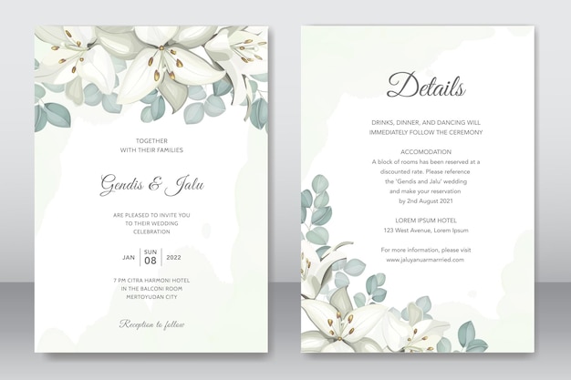 Beautiful floral wedding invitation card template