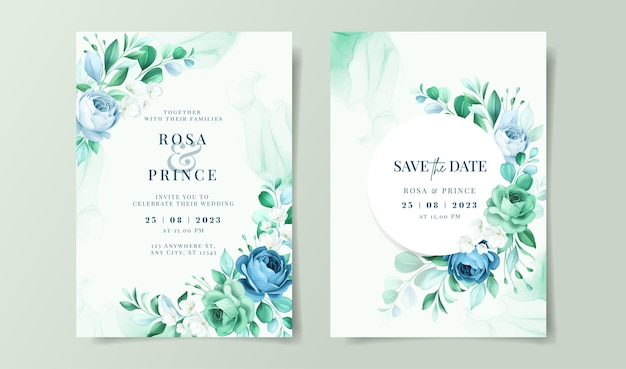 Beautiful floral on wedding invitation card template